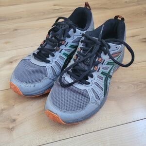 ASICS Gel Venture 7 Grey Teal Orange Womens Trail Running Shoes Size 5
